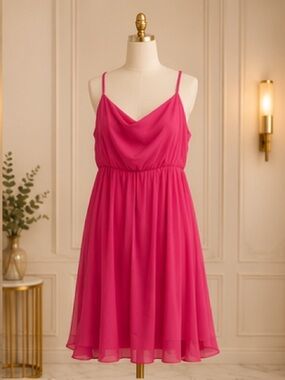Pink Spaghetti-Strap Midi Dress